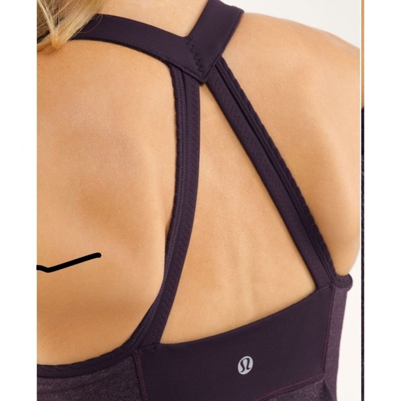 Lululemon Ruched Hem Tank Top Built-in Bra Purple Heathered Athletic Yoga M - Picture 2 of 10